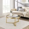 Modern Glam Tray Top Round Glass Coffee Table Gold - Saracina Home - 2 of 4