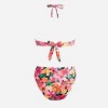 Women's Floral Smocked Tie Back Bandeau Mid Rise Bikini Set Swimsuit - Cupshe - 3 of 4