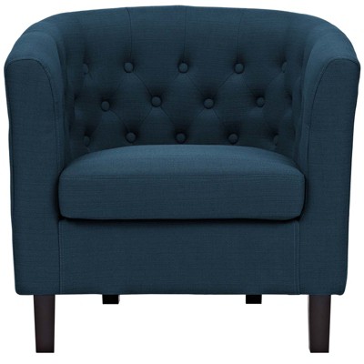 Azure Velvet Barrel Armchair with Manufactured Wood Frame