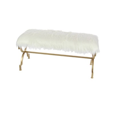 Faux Fur Cushion Bench White - Olivia & May