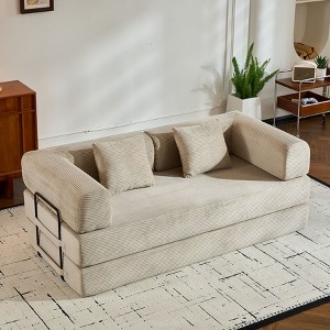 Okak Convertible Sleeper Sofa Bed Loveseats with Fixed-Shape Frame,Corduroy Folding Futon Couch for Living Room,Apartments - 1 of 4