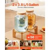VEVOR Beverage Dispenser, 2 Pack 1 Gallon Drink Dispensers for Parties, Glass Juice Dispenser with Wood Stand, Stainless Steel Spigot,Infuser, Clear - 3 of 4