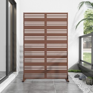 MAYEERTY Room Divider Screen Harold Wide 1 Narrow 2 Type B Louvered Black Galvanized Sheet 72x47x16in 6-Piece Set 3-Piece Set - 1 of 4