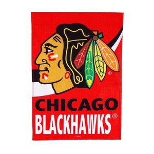 Evergreen Flag, DS New Burlap, Garden, Chicago Blackhawks - 1 of 4