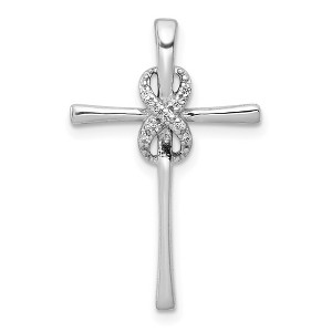 Black Bow Jewelry 14k White Gold 0.04 Ctw Diamond Infinity Cross Slide Pendant, 16x26mm - 1 of 4