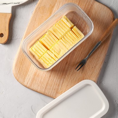 Butter plastic, butter rectangle, butter box with cutter, small butter container for storing butter, double-layer baking tool