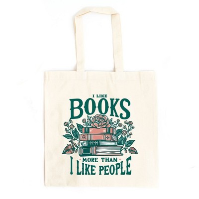 City Creek Prints I Like Books More Than People Canvas Tote Bag - 15x16 - Natural