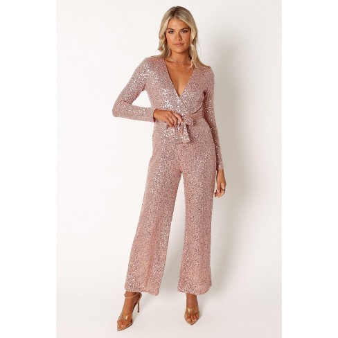 Sequin jumpsuit cheap rose gold