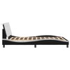 vidaXL Full Faux Leather Bed Frame with Headboard - Black/White - 53.9"x74.8" - Modern Waved Design - Plywood Slats & Foam Headboard - 4 of 4