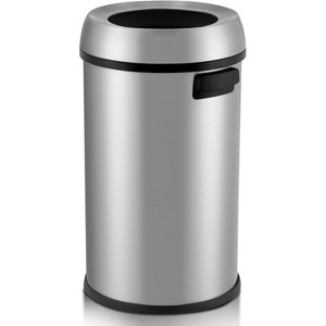 65L/17Gal Heavy Duty Stainless Steel Open Top Commercial/Kitchen Trash Can, Fingerprint-Resistant Waste Bin for Office Bedroom Restaurant - 1 of 4