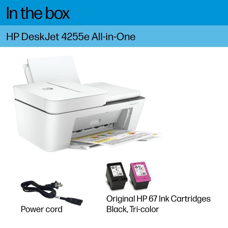 HP DeskJet 4255e Wireless All-in-One Color Printer, Scanner, Copier - White, 5 of 10