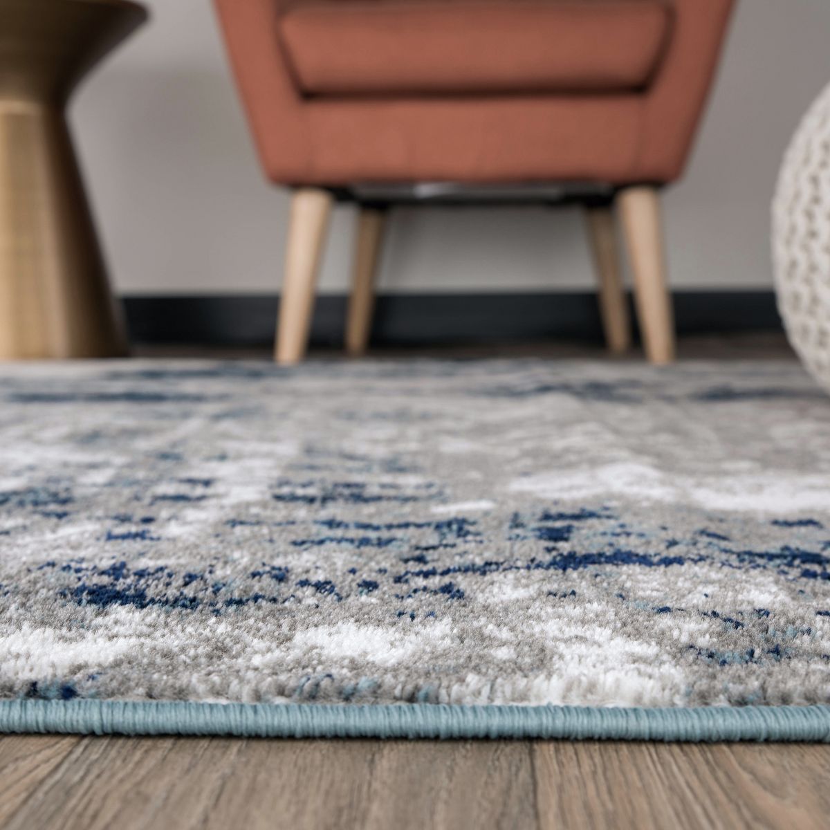 World Rug Gallery Contemporary Abstract Distressed Area Rug: Stain-Resistant, Low Pile, Indoor Runner - thumbnail 3