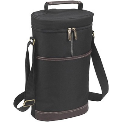 Black and Gold Insulated Canvas 2-Bottle Wine Tote
