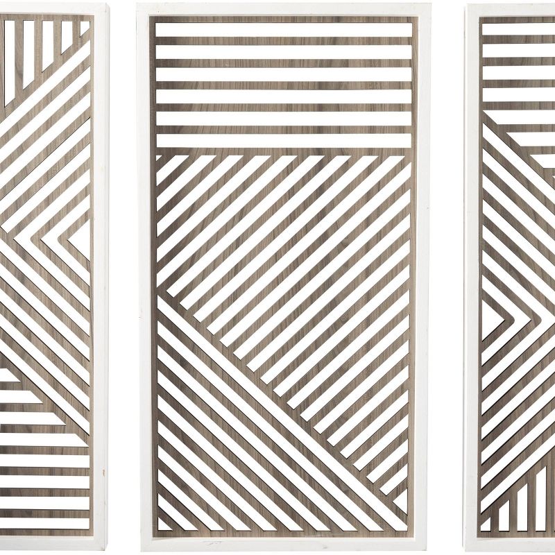 Set of 3 Wood Geometric Carved Wall Decors Brown - Olivia &#38; May, 5 of 6
