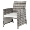 Grey 5-Piece Wicker Patio Conversation Set with White Cushions - 3 of 4