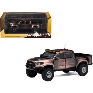 Toyota Tacoma Pre-Runner Pickup Truck Brushed Bronze Metallic with Carbon Hood 1/64 Diecast Model Car by GCD - 1 of 4