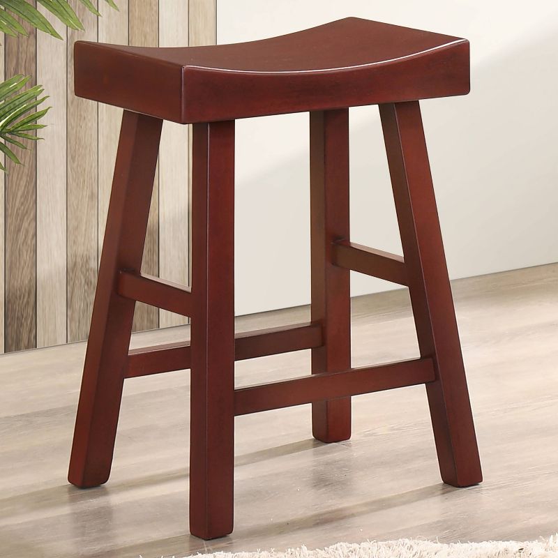 Set of 2 24&#34; Lille Seat Height Saddle Stools Dark Cherry - HOMES: Inside + Out, 3 of 5