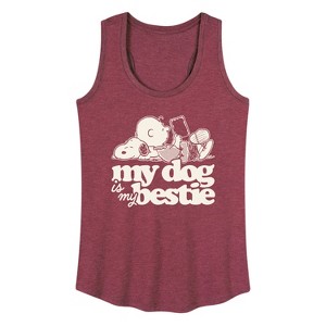 Women's - Peanuts - My Dog Is My Bestie Graphic Racerback Tank - 1 of 4