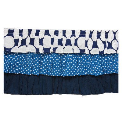 Bacati - MixNMatch Blue Dots 3 layer Crib/Toddler ruffles/skirt