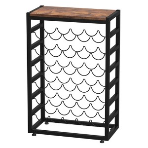 Itopfox 6-Tier Free Standing Wine Rack with Wooden Table Top, Sturdy Metal Bottle Holder for Kitchen Bar Pantry, Holds 30 Bottles - 1 of 4