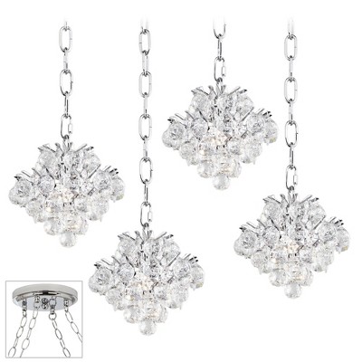 Vienna Full Spectrum Chrome Mini Swag Pendant Chandelier Crystal 4-Light Fixture for Dining Room Foyer Kitchen Island Entryway