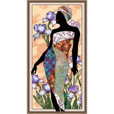 Bronze Framed Canvas Print of Woman in Patchwork Dress, 14 x 27