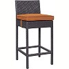 Modway Convene Wicker Rattan Outdoor Patio Bar Stool with Cushion - 2 of 2