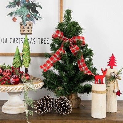 18'' Mini Pine Artificial Christmas Tree with Burlap Base