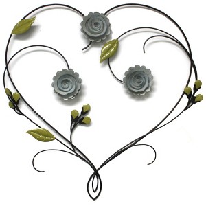 Lorali Floral Heart Metal Wall Art - Brewster: Iron Geometric Sculpture for Modern Home Decor, 24.5" - 1 of 2