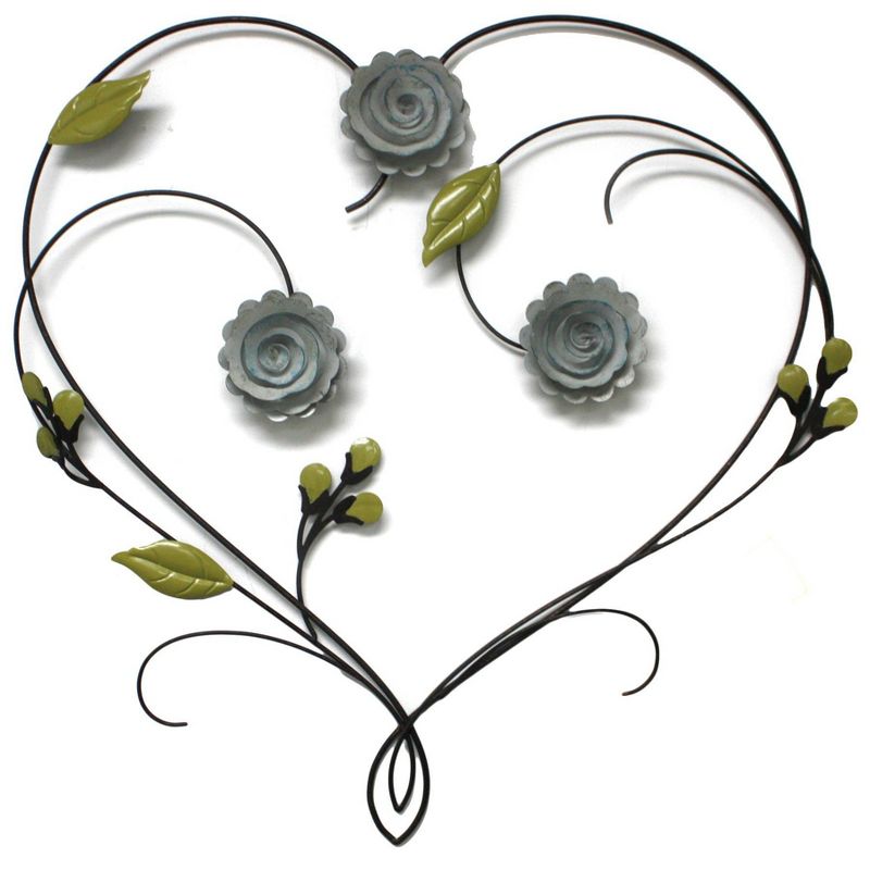Lorali Floral Heart Metal Wall Art - Brewster, 1 of 3