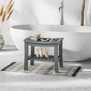 HDPE Shower Bench with Storage Shelf,Waterproof Shower Seat Stool Chair for Bathroom Bathtub,Non-Slip Spa Stool,Indoor Outdoor Use,Space-Saving - 1 of 4