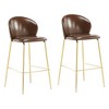 Set of 2 Upholstered Bar Stools,Faux Leather Bar Stools with Metal Frame for Kitchen Island, Modern Upholstered Bar Stools for Home Bar-Koiai - 2 of 4
