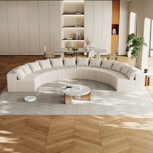 CAVINAS Curved Modular Sectional Sofa with 6 Seats,Symmetrical Semi Circular for Living Room,Modern Cloud Couch Sectional,2 Pillows per module,Beige - 1 of 4