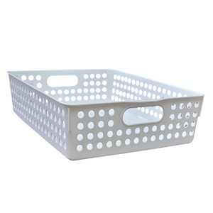 YBM Home Plastic Paper Organizer Basket Tray for Office Desk, Perforated Storage Basket Great for Desktop, Classroom, and Studio, ba742 - 1 of 4