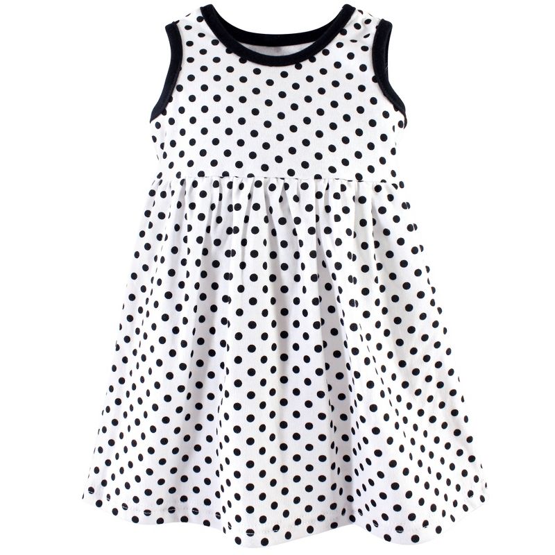 Hudson Baby Infant Girl Cotton Dress, Cardigan and Shoe 3pc Set, Black Dot, 4 of 7