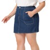 Agnes Orinda Women's Plus Size Denim Detachable Tie Button Front with Pocket Mini Jean Skirts - image 2 of 4