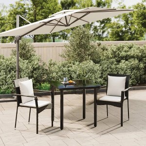 vidaXL 3 Piece Patio Dining Set with Cushions Black Poly Rattan - 1 of 4