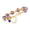Ross-Simons Italian Blue Murano Glass Bead Bracelet in 18kt Gold Over Sterling Size 7 - 3 of 4