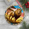 Kings of the Savannah Lion Stained Glass Style Ceramic Ornament, African Animals Christmas Gift and Decor| OrnamentallyYou - 4 of 4