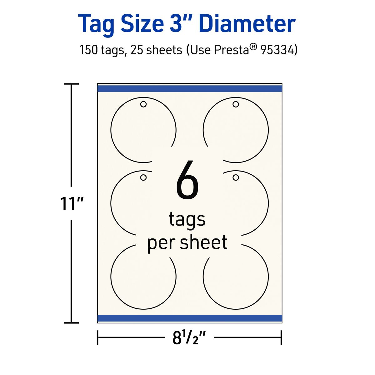 3" Diameter Round, Matte Ivory Printable Tags - thumbnail 5
