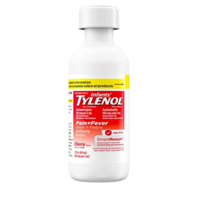 Infants&#39; Tylenol Pain &#38; Fever Reducer Liquid - Acetaminophen - Dye-Free Cherry - 2 fl oz