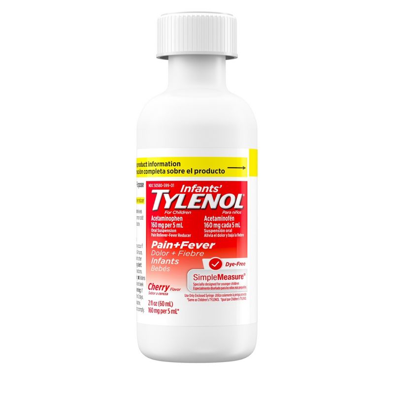 Infants&#39; Tylenol Pain &#38; Fever Reducer Liquid - Acetaminophen - Dye-Free Cherry - 2 fl oz, 3 of 13