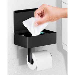Matte Black Toilet Paper Holder - Wall Mount Modern Roll Holder for Bathroom - 1 of 4
