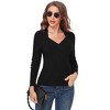 Coolmee Women's V Neck Long Sleeve Shirts Tunic Sweaters  Fall Fashion Clothes - 2 of 4