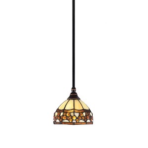 Toltec Lighting Any 1 - Light Pendant in  Black Copper with 7'' Roman Jewel Art Glass Shade - 1 of 1