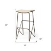 HomeRoots 30" Cream and Gold Iron and Fabric Backless Bar Height Bar Chair - 3 of 4