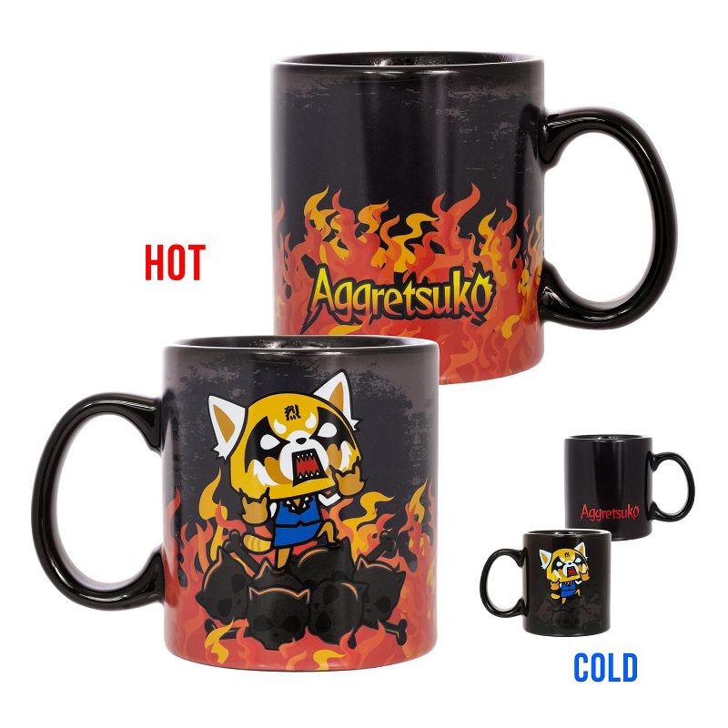 Seven20 Aggretsuko Heat Reveal Fire & Skulls 20oz Ceramic Coffee Mug, 1 of 5