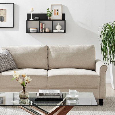 Black MDF 34" Floating Cube Wall Shelf with Display Ledge