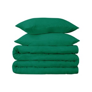 530 Thread Count Solid Deep Pocket Cotton Luxury Premium Duvet Cover Set with Pillow Shams by Blue Nile Mills - 1 of 4