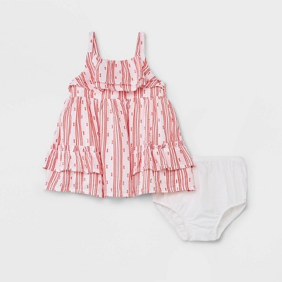 Baby Girls' Texture Clipspot Dress - Cat & Jack™ Coral Pink Newborn